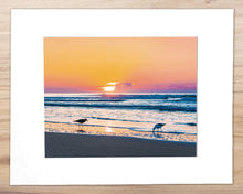 Load image into Gallery viewer, Seagulls in the Ocean Sunrise - Matted 11x14" Art Print