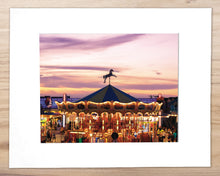 Load image into Gallery viewer, Morey's Pier Carousel in Summer Dusk - Matted 11x14" Art Print