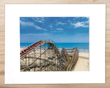 Load image into Gallery viewer, The First Ride of the Day, Great White coaster, Wildwood - Matted 11x14" Art Print