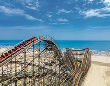 Load image into Gallery viewer, The First Ride of the Day, Great White coaster, Wildwood - Matted 11x14" Art Print
