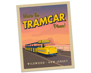 Watch the Tram Car, Please! - The Wildwood Boardwalk at Dusk - 11"x14" Art Print