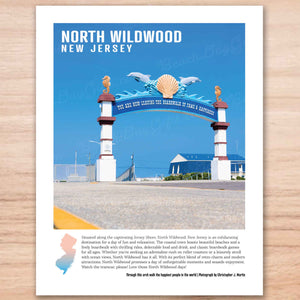 North Wildwood Boardwalk Arch - 11"x14" Art Print Travel Poster