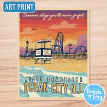 Load image into Gallery viewer, Summer Days You'll Never Forget - Ocean City NJ - 11"x14" Retro Art Print