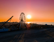 Load image into Gallery viewer, LIMITED (Aerial): Ferris Wheel Sunrise, Wildwood - Framed Large Art Print - 16x20&quot; (21.5x25&quot; total) - 1st Edition