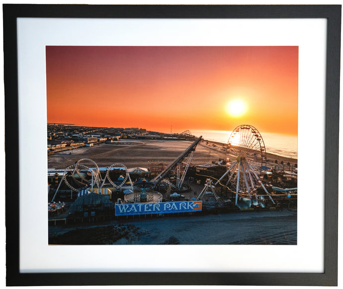 LIMITED (Aerial): Summer Sunrise over Mariner's Pier, Wildwood - Framed Large Art Print - 16x20