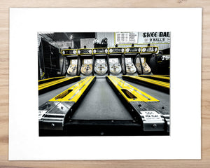 50 Cents to Play - Funland Skeeball, Rehoboth - Matted 11x14" Art Print