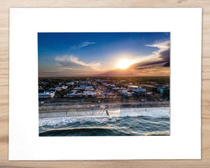 Sunset over Rehoboth Ocean - Matted 11x14" Art Print