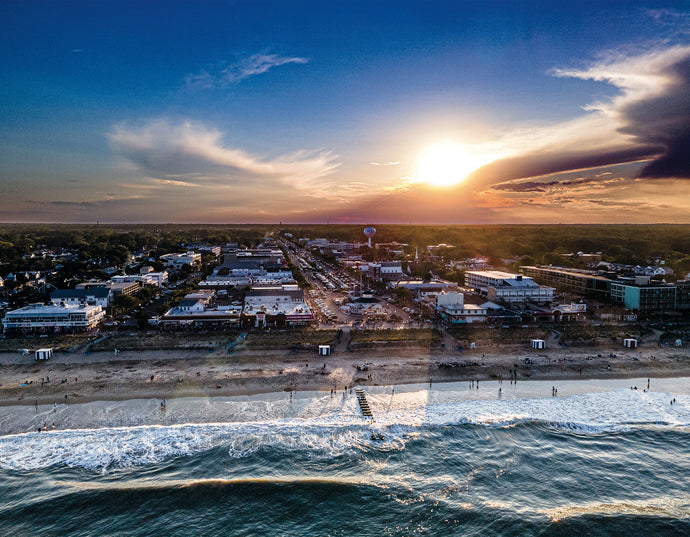 Sunset over Rehoboth Ocean - Matted 11x14