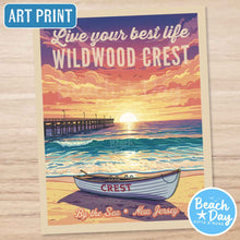 Load image into Gallery viewer, Live Your Best Life - Wildwood Crest NJ - 11"x14" Retro Art Print