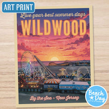 Load image into Gallery viewer, Live Your Best Summer Days - Wildwood NJ - 11"x14" Retro Travel Art Print