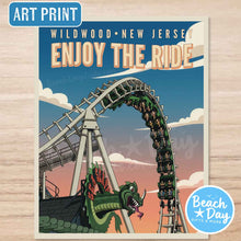 Load image into Gallery viewer, Enjoy The Ride - Morey's Sea Serpent Coaster - Wildwood NJ - 11"x14" Art Print