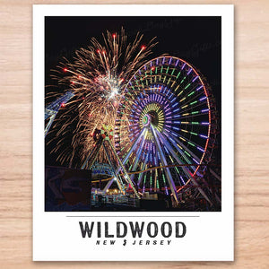 Wildwood Friday Night Firework Finale - 11"x14" Art Print Travel Poster