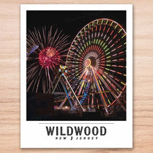 Load image into Gallery viewer, Wildwood Friday Night Fireworks - 11&quot;x14&quot; Art Print Travel Poster