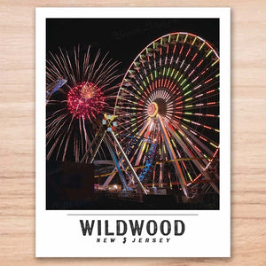Wildwood Friday Night Fireworks - 11"x14" Art Print Travel Poster