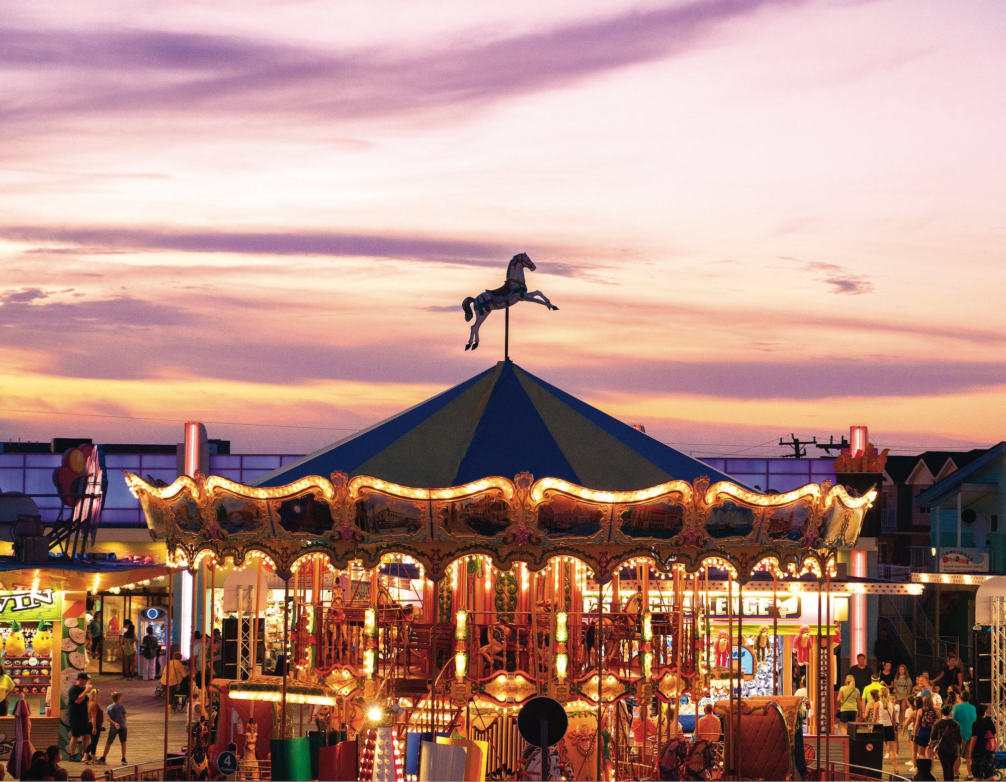 Morey's Pier Carousel in Summer Dusk - Matted 11x14