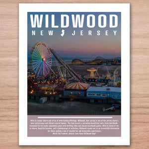 Wildwood Boardwalk: Colors of Dusk - 11"x14" Art Print Travel Poster