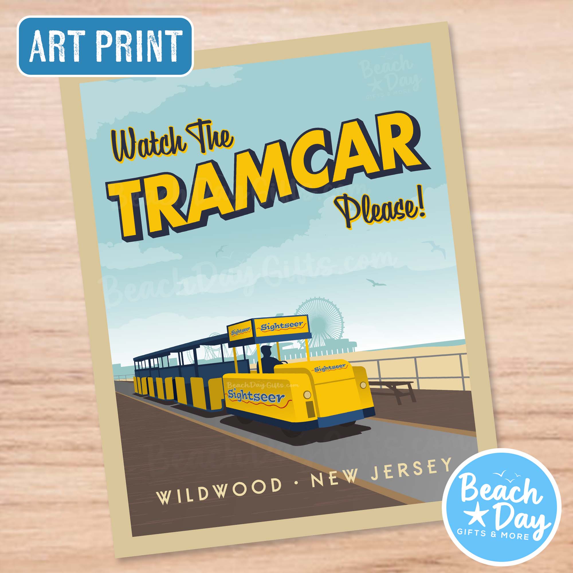 Watch the Tramcar, Please! - A Beautiful Day on the Wildwood Boardwalk - 11x14