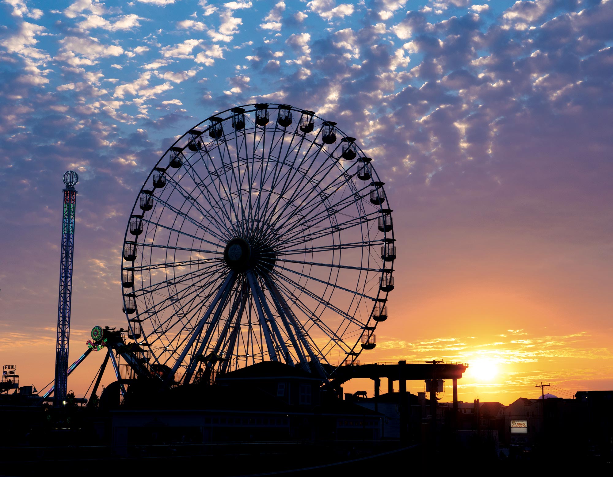 Wonderland Ferris Wheel Sunset - Matted 11x14