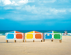 Colorful Day at the Beach - Matted 11x14" Art Print
