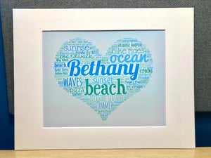 A Day in Bethany Beach, DE - Matted 11x14" Art Print