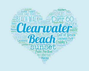 A Day in Clearwater Beach, FL - Matted 11x14" Art Print