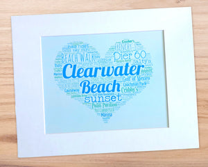 A Day in Clearwater Beach, FL - Matted 11x14" Art Print