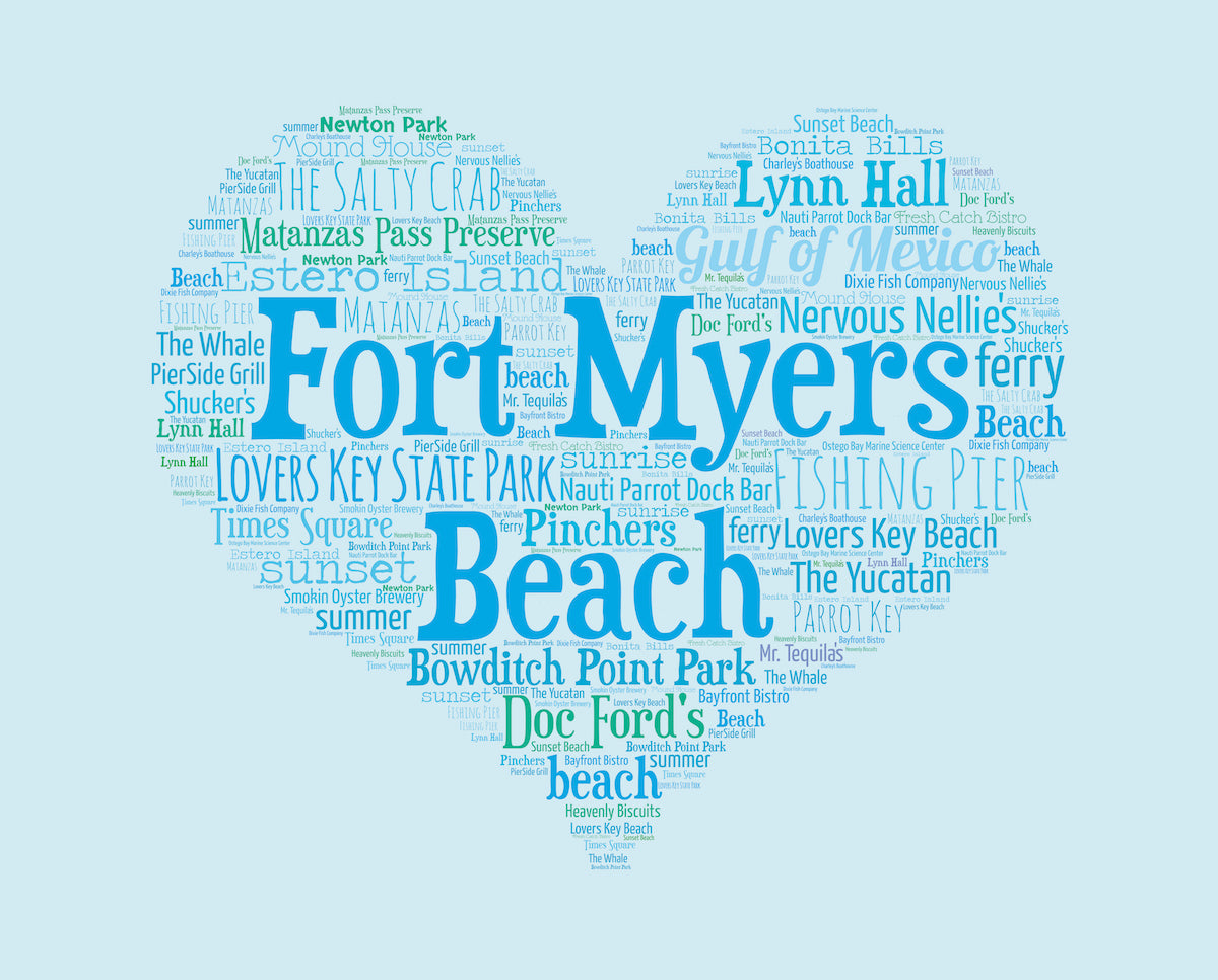A Day in Fort Myers Beach, FL - Matted Art Print (11x14