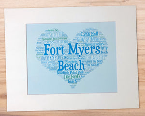 A Day in Fort Myers Beach, FL - Matted 11x14" Art Print