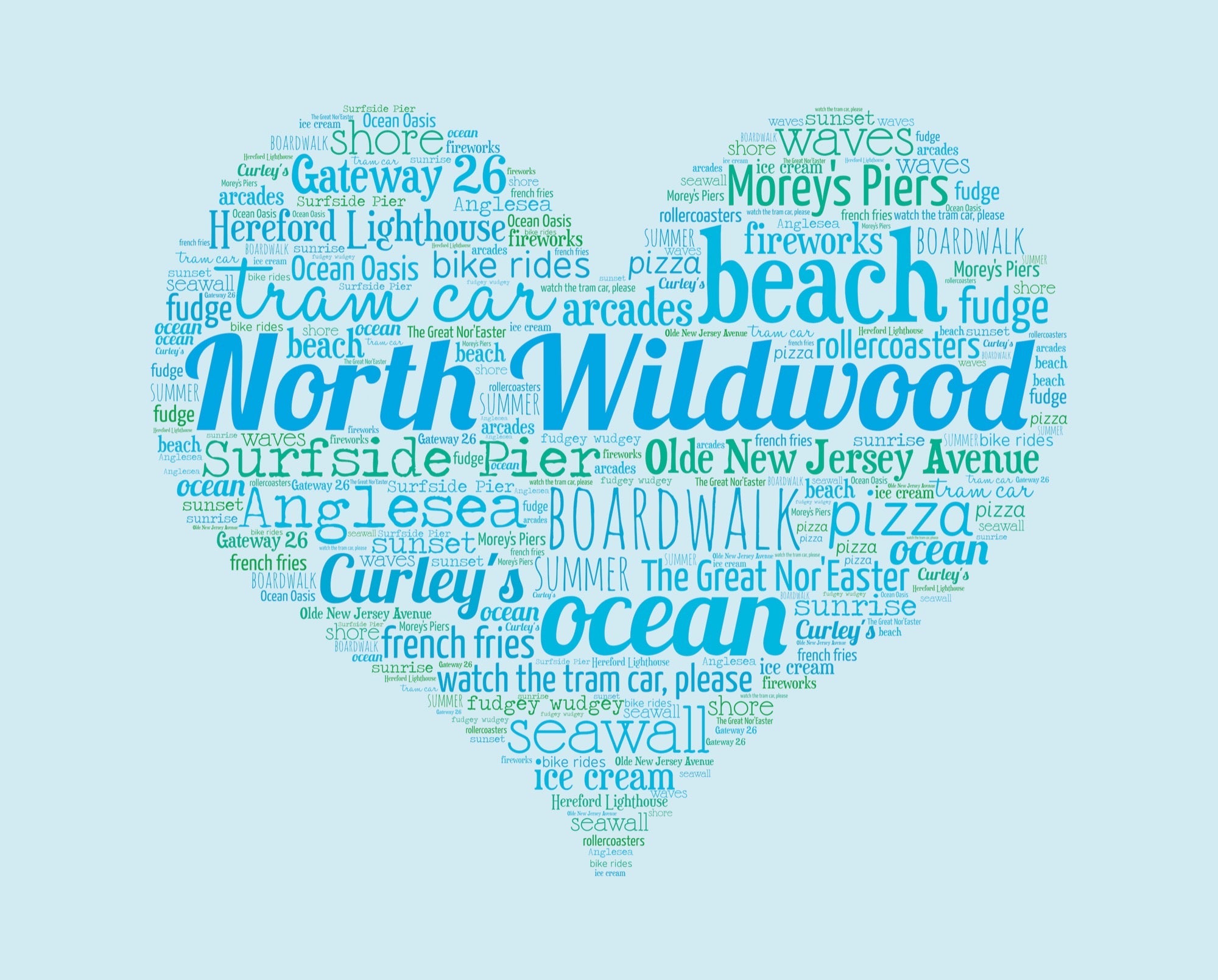 A Day in North Wildwood, NJ - Matted Art Print