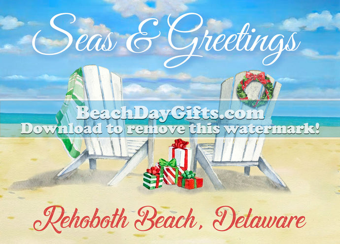 Rehoboth Beach DE Seas & Greetings Holiday Card - 5x7 inches - Printable Digital Download