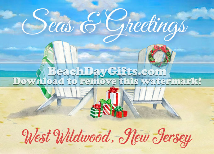 West Wildwood NJ Seas & Greetings Holiday Card - 5x7 inches - Printable Digital Download