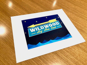Wildwood By-The-Sea Retro - Matted 11"x14" Art Print