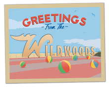 Load image into Gallery viewer, Greetings from the Wildwoods!  - 11&quot;x14&quot; Retro Postcard Style Art Print