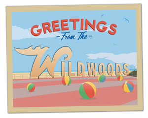 Greetings from the Wildwoods!  - 11"x14" Retro Postcard Style Art Print