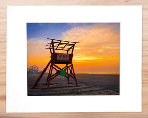 Wildwood Lifeguard Stand Dawn - Matted 11x14" Art Print