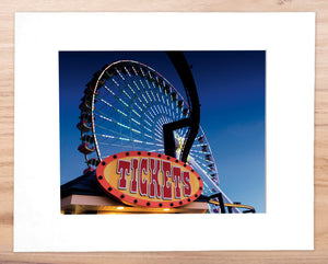 Morey's Ferris Wheel Lights & Thrills - Matted 11x14" Art Print