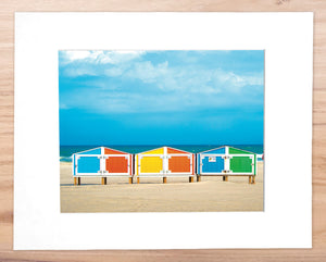 Colorful Day at the Beach - Matted 11x14" Art Print
