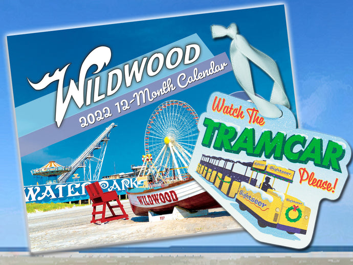 Wildwood New Jersey (NJ) 2022 Wall Calendar + Tramcar Ornament (Bundle)