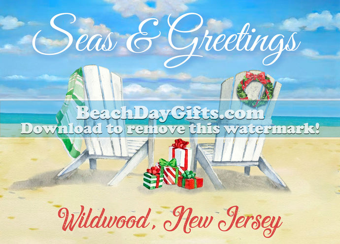 Wildwood NJ Seas & Greetings Holiday Card - 5x7 inches - Printable Digital Download