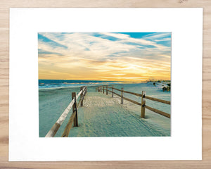 Sunset Walk to the Beach - Matted 11x14" Art Print