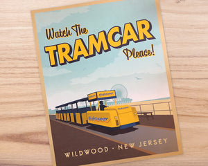 Watch the Tram Car, Please! - A Beautiful Day on the Wildwood Boardwalk - 11"x14" Art Print