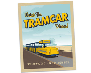 Watch the Tram Car, Please! - A Beautiful Day on the Wildwood Boardwalk - 11"x14" Art Print
