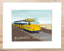 Load image into Gallery viewer, Watch the Tram Car, Please! - A Beautiful Day on the Wildwood Boardwalk - Matted 11&quot;x14&quot; Art Print